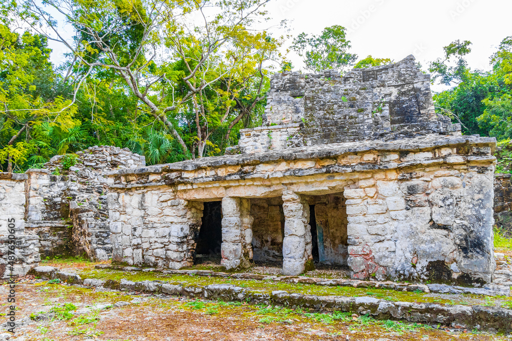 Ancient Mayan site with temple ruins pyramids artifacts Muyil Mexico. Ancient Mayan site with temple ruins pyramids artifacts Muyil Mexico.