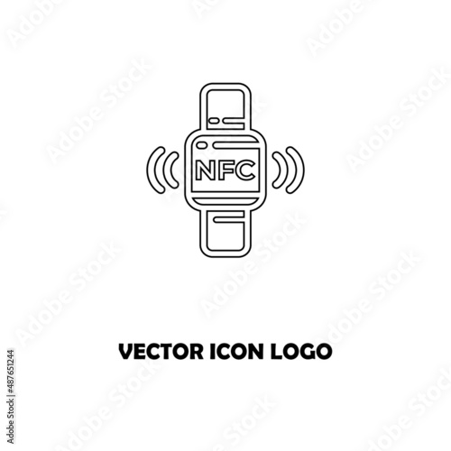 Nfc smartwatch icon. Outline nfc smartwatch vector icon for web design isolated on white background
