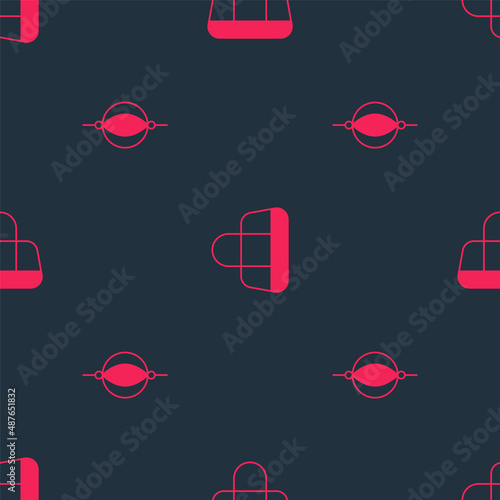 Set Punching bag and Sport on seamless pattern. Vector