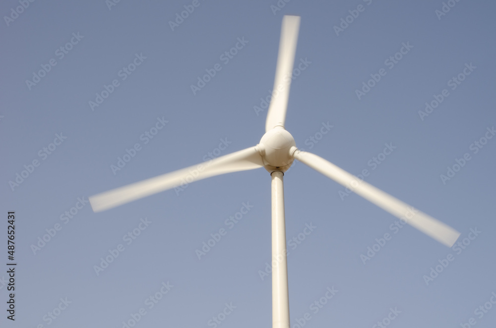 Wind turbine in motion in the municipality of Aguimes. Gran Canaria. Canary Islands. Spain. Wind turbine in motion in the municipality of Aguimes. Gran Canaria. Canary Islands. Spain.