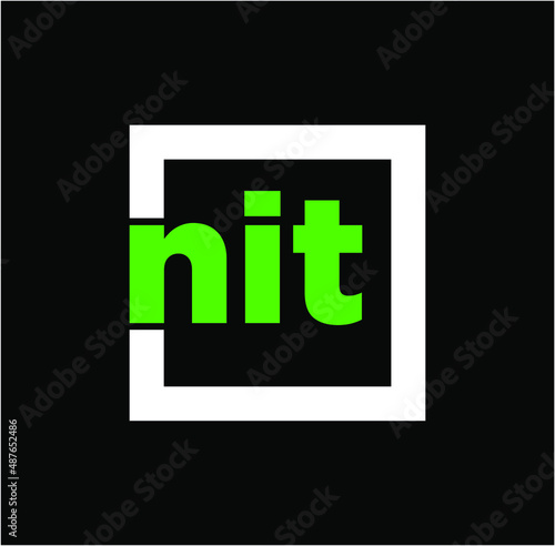 NIT letters monogram with white Square icon. NIT company name initial letters monogram.