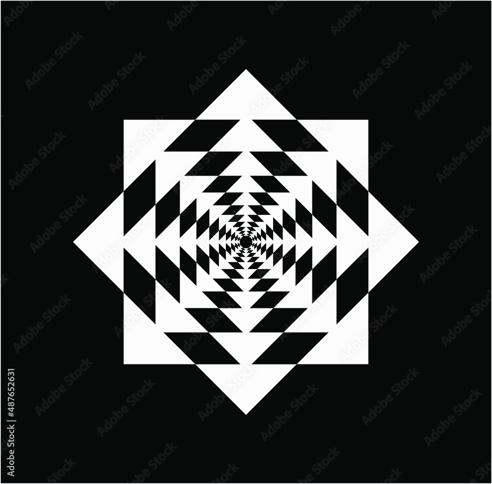 White Flower icon. White triangles vector mandala. White Flower icon. White triangles vector mandala.