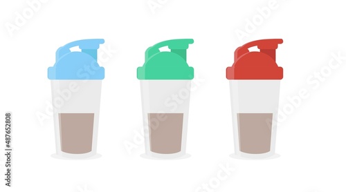Vector Isolated Illustration of a Protein Shaker. Protein Shaker Flat Icon Set