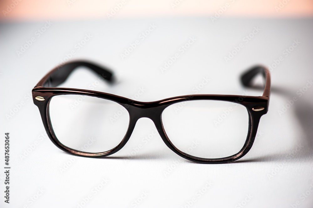 Clear eyeglasses concept white background