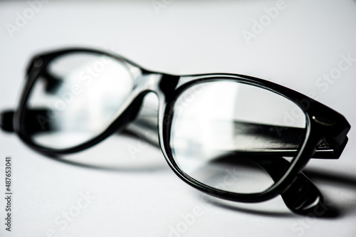 Clear eyeglasses concept white background