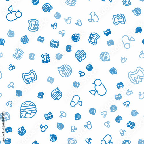 Set line Vegan food diet, Apple and No leather on seamless pattern. Vector