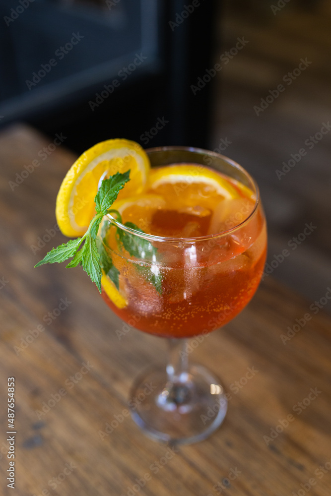 sweet drink with orange and mint slices sweet drink with orange and mint slices