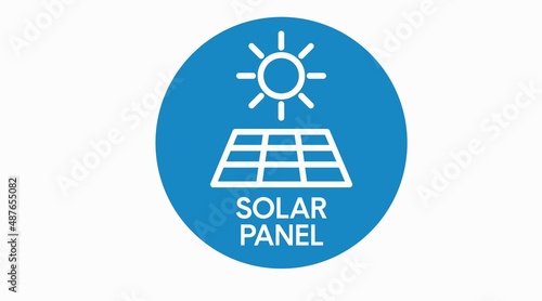 Solar Panel Icon or Sign. Vector isolated blue and white editable illustration
