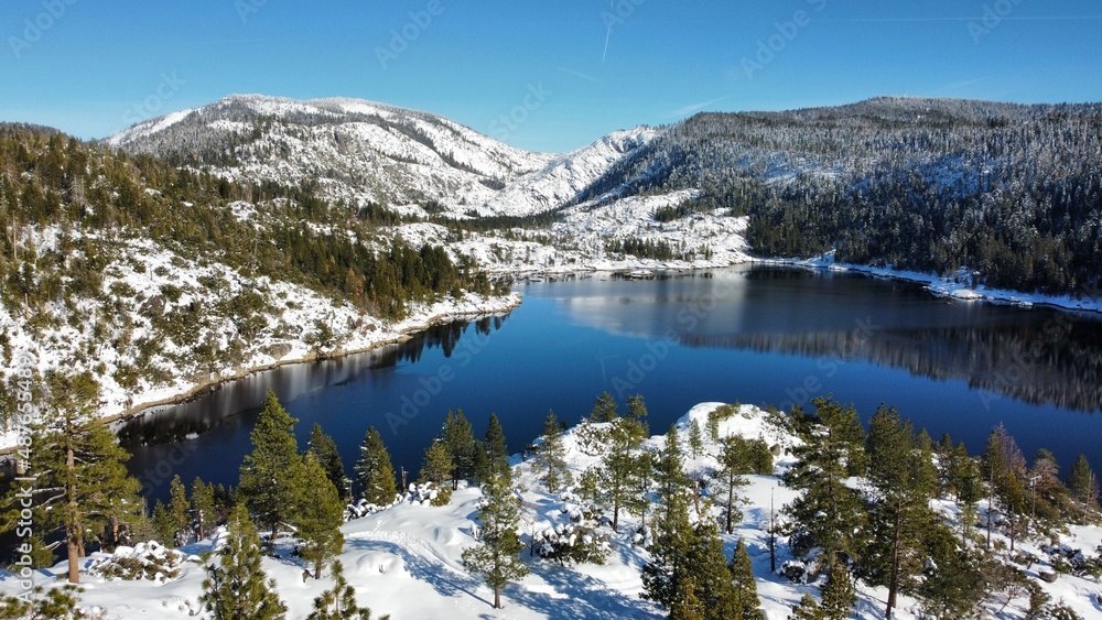 Pinecrest Lake, California, in winter