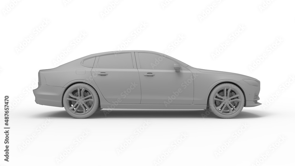 3D rendering of a passenger car sedan. Consumer transportation vehicle isolated, computer generated concept model.