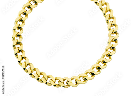 Gold jewelry. Gold necklace isolated