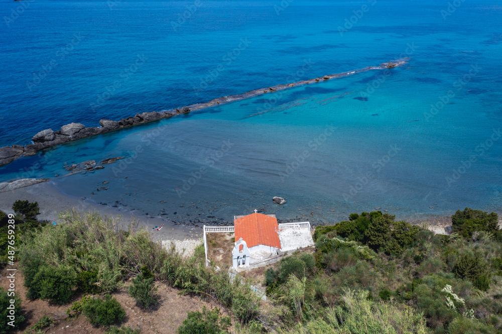 Small Agios Nikolaos chapel in Meliteieis region of Cordu Island, Greece