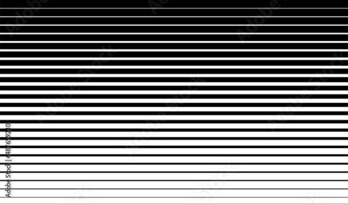 Horizontal line pattern. From thin line to thick. Parallel stripe. Black streak on white background. Straight gradation stripes. Abstract geometric patern. Faded dynamic backdrop. Vector illustration photo