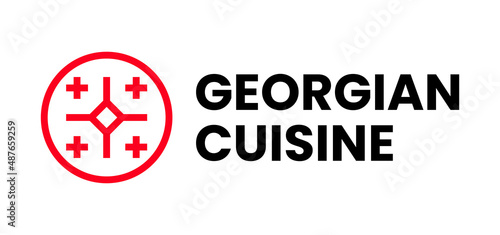 Georgian cuisine symbol stamp for restaurant menu with Georgia national food
