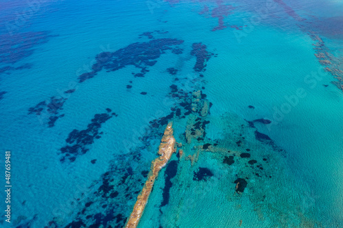 Ionian Sea, drone photo in Meliteieis region on the Ionian Sea shore of Cordu Island, Greece