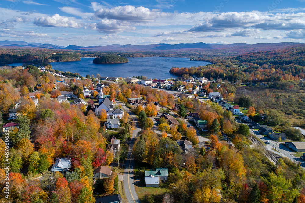 Autumn View of Island Pond, Vermont