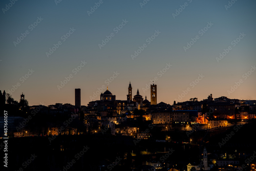 Bergamo old town skyline