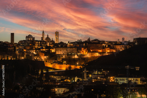 Bergamo old town skyline