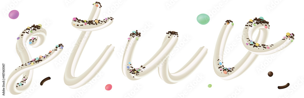Sweet cream alphabet set. Letters isolated on white background. Hand ...