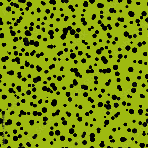 Abstract hand drown polka dots background. Green dotted seamless pattern with white circles. Template design for invitation, poster, card, flyer, textile, fabric