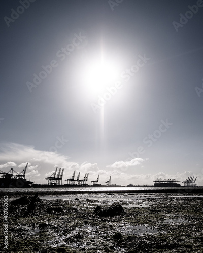 Port of Felixstowe as viewed from Shotley across the River Orwell