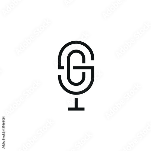 Podcast Microphone Logo Design. Monogram SC Icon Graphic