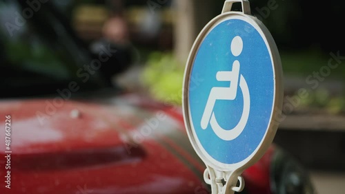 Disabled handicap parking space reserved for handicapped. Parking for people with special needs. Special places for cars. Wheelchair parking symbol. vector icon