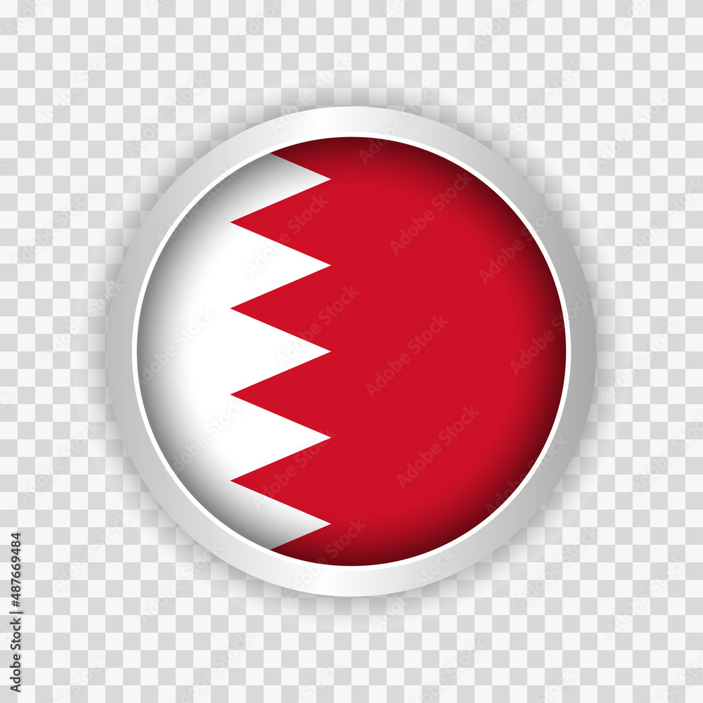 Flag of Bahrain on round button on transparent background element for ...
