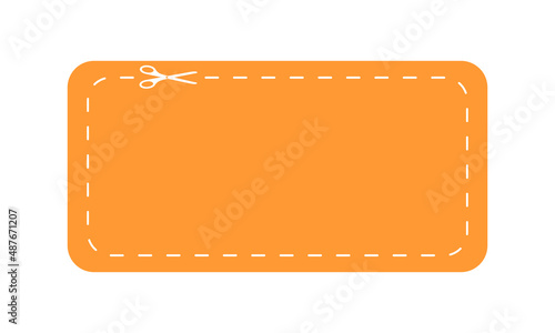 Discount coupon mockup. Promo code, gift or sale voucher template with dotted cut line and scissors icon isolated on white background. Vector flat illustration