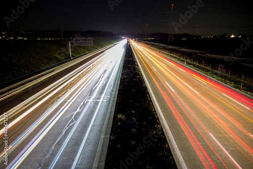 travel germany and bavaria, view at a german highway at night with traffic
