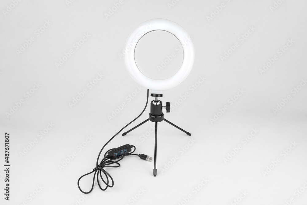 Close-up of a light ring for blogging, selfie or portrait photo Close-up of a light ring for blogging, selfie or portrait photo