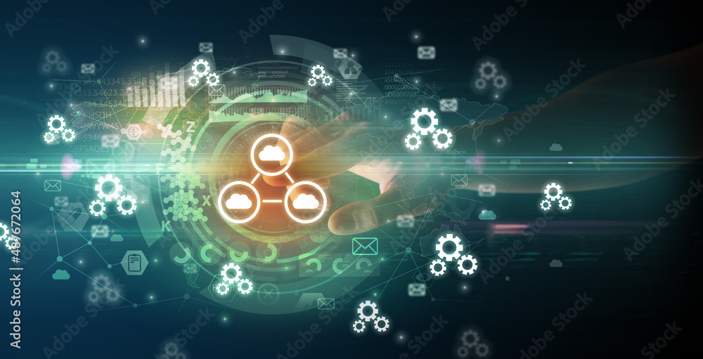 touching with soft gesture multimedia screen with future technology concept touching with soft gesture multimedia screen with future technology concept