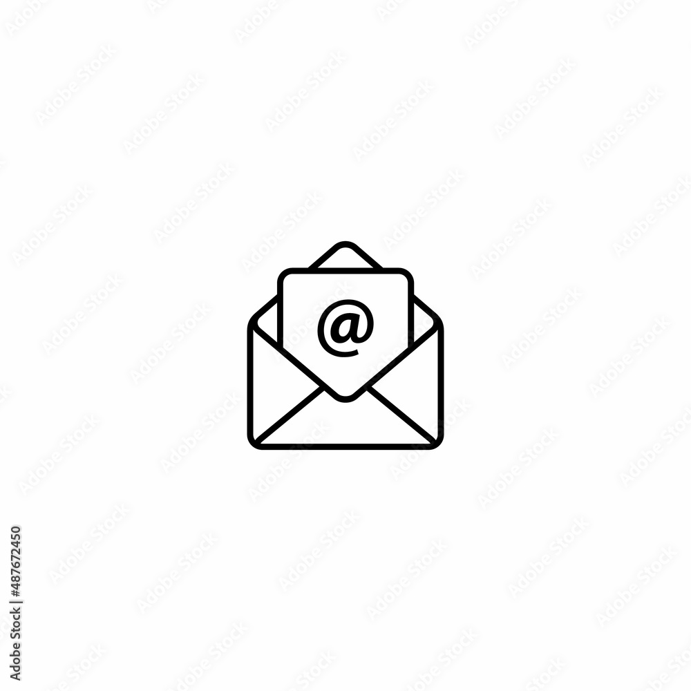 Email Icon Vector in Line Style. Open Mail Sign Symbol Email Icon Vector in Line Style. Open Mail Sign Symbol