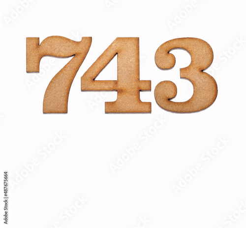 Number 743 - Piece of wood isolated on white background