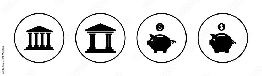 Bank icons set. Bank sign and symbol, museum, university Bank icons set. Bank sign and symbol, museum, university