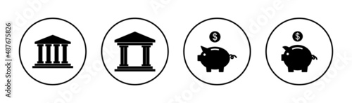 Bank icons set. Bank sign and symbol, museum, university