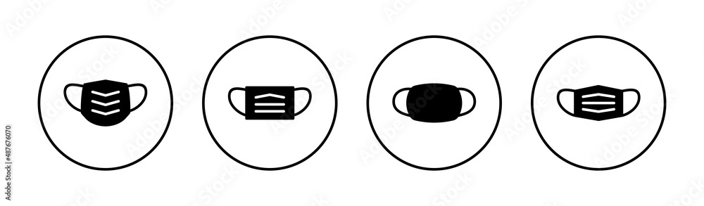 Mask icons set. Medical mask sign and symbol. Man face with mask icon. Safety breathing mask Mask icons set. Medical mask sign and symbol. Man face with mask icon. Safety breathing mask