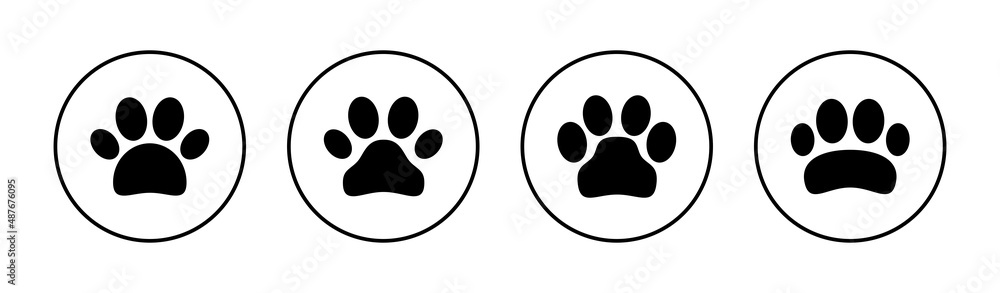 Paw icons set. paw print sign and symbol. dog or cat paw Paw icons set. paw print sign and symbol. dog or cat paw