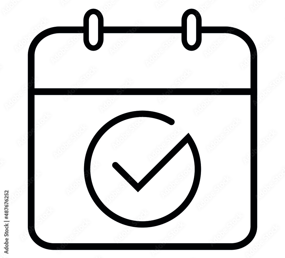 Calendar icon. Vector icon calendar with check mark. Calendar illustration for graphic and website. Calendar icon in flat style. vector illustration isolated on a white background