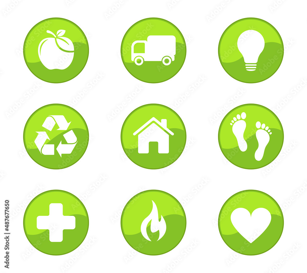 Eco icons set. Web design. Nature energy concept. Illustration. Eco icons set. Web design. Nature energy concept. Illustration.