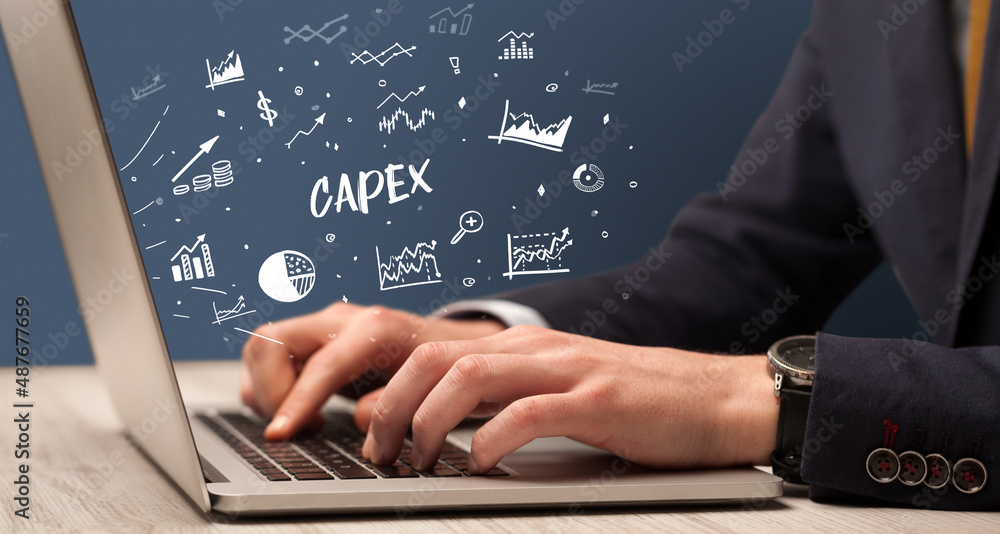 Businessman working on laptop, business concept Businessman working on laptop, business concept