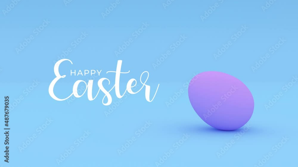 Violet painted rolling egg on a blue background. Happy Easter, traditional spring holiday creative concept Violet painted rolling egg on a blue background. Happy Easter, traditional spring holiday creative concept