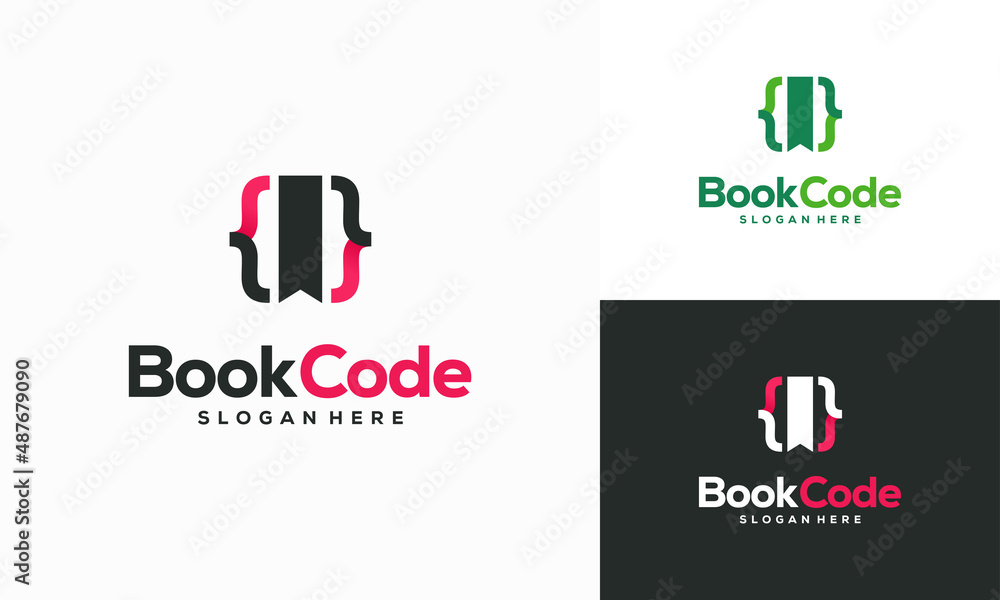 Pixel Book Logo template designs, Coding book Logo designs vector ...