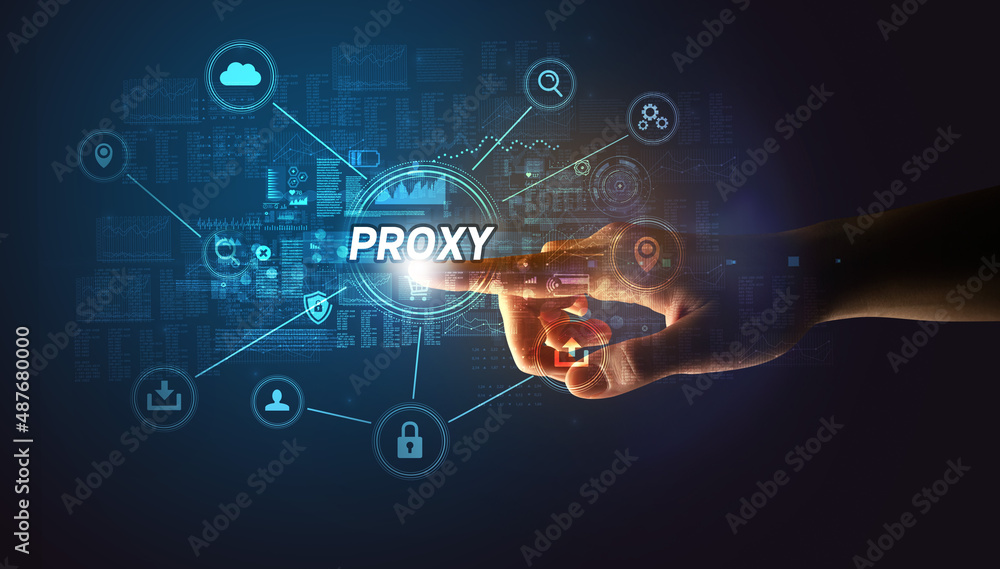 Hand touching cybersecurity button Hand touching cybersecurity button