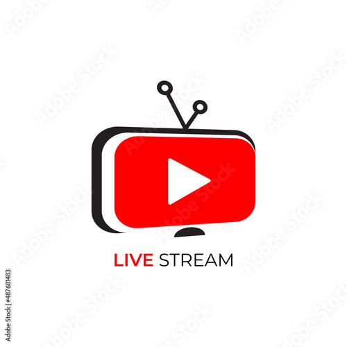 Live Streaming Button Icon Logo Vector Illustration