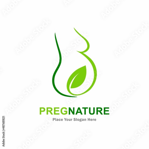 Pregnant leaf vector logo template. Suitable for business, art, web, motherhood care, and symbol woman pregnancy