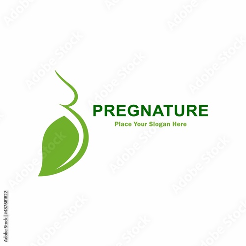 Pregnant woman with leaf vector logo template. Suitable for business, art, web, motherhood care, and symbol woman pregnancy