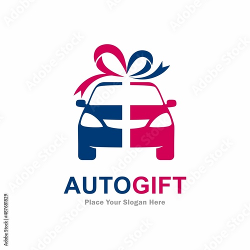 Gift car vector logo template. Suitable for business, web, art, celebration and car symbol