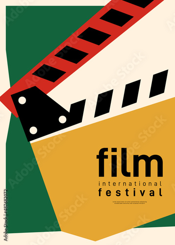Carta da parati Movie and film poster design template background with clapperboard