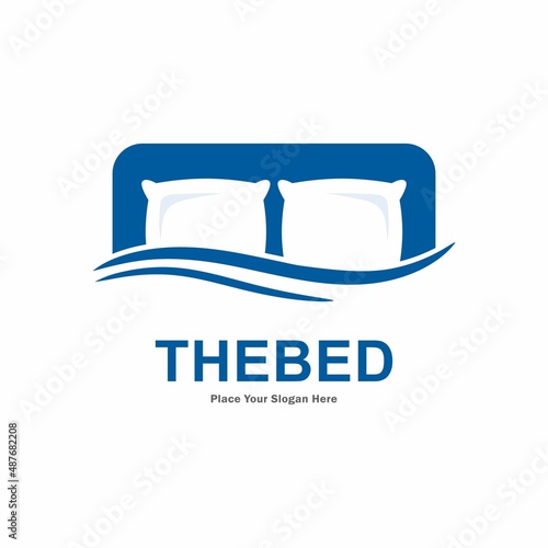 Bed and pillow logo vector design. Suitable for design interior, business, furniture and art